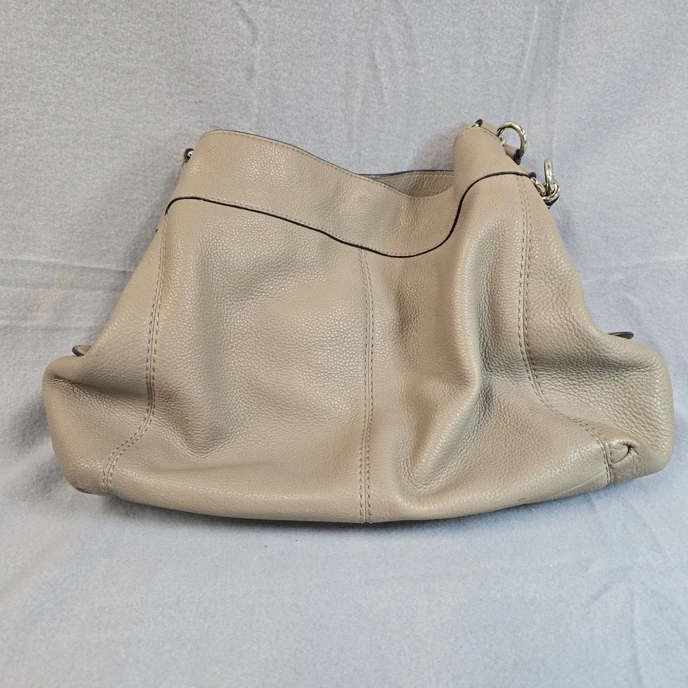 Coach Lexy Shoulder Bag Taupe Pebbled Leather Hobo Tote F57545 Silver Hardware